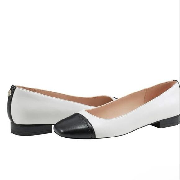 Bandolino Women's Taprinz Casual Ballet Flat White Black Square Toe 8.5 - Picture 2 of 7